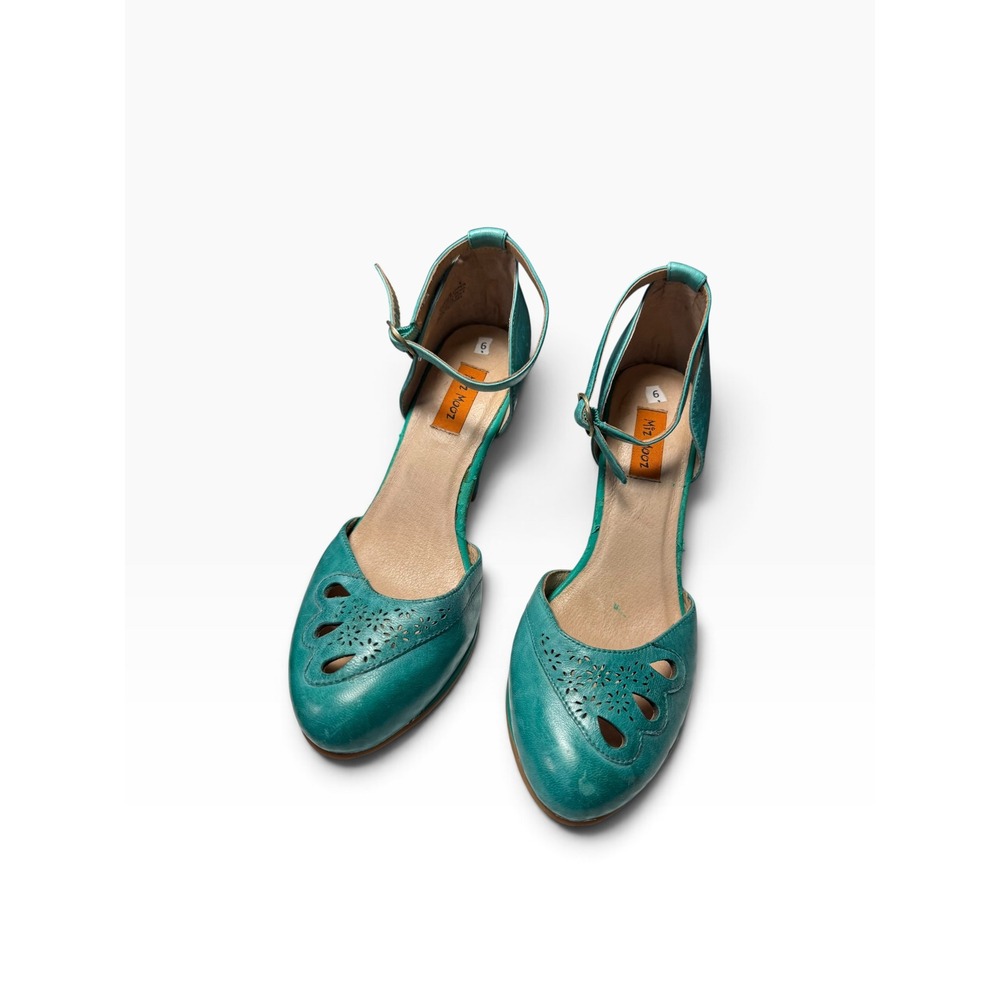 Miz Mooz Cherub Leather Laser Cut D'Orsay Ankle Strap Heels 6 * see condition - Picture 2 of 10
